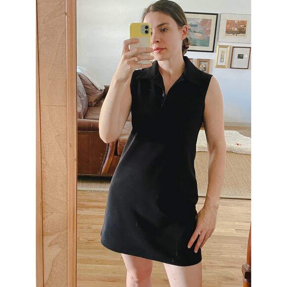 Vintage Black 90s Collared Tank Dress Size Medium - Picture 1 of 6